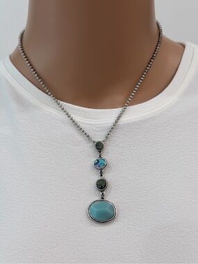 Adorable Kenneth Cole New York Natural Stones Pendant Necklace, Adjustable
